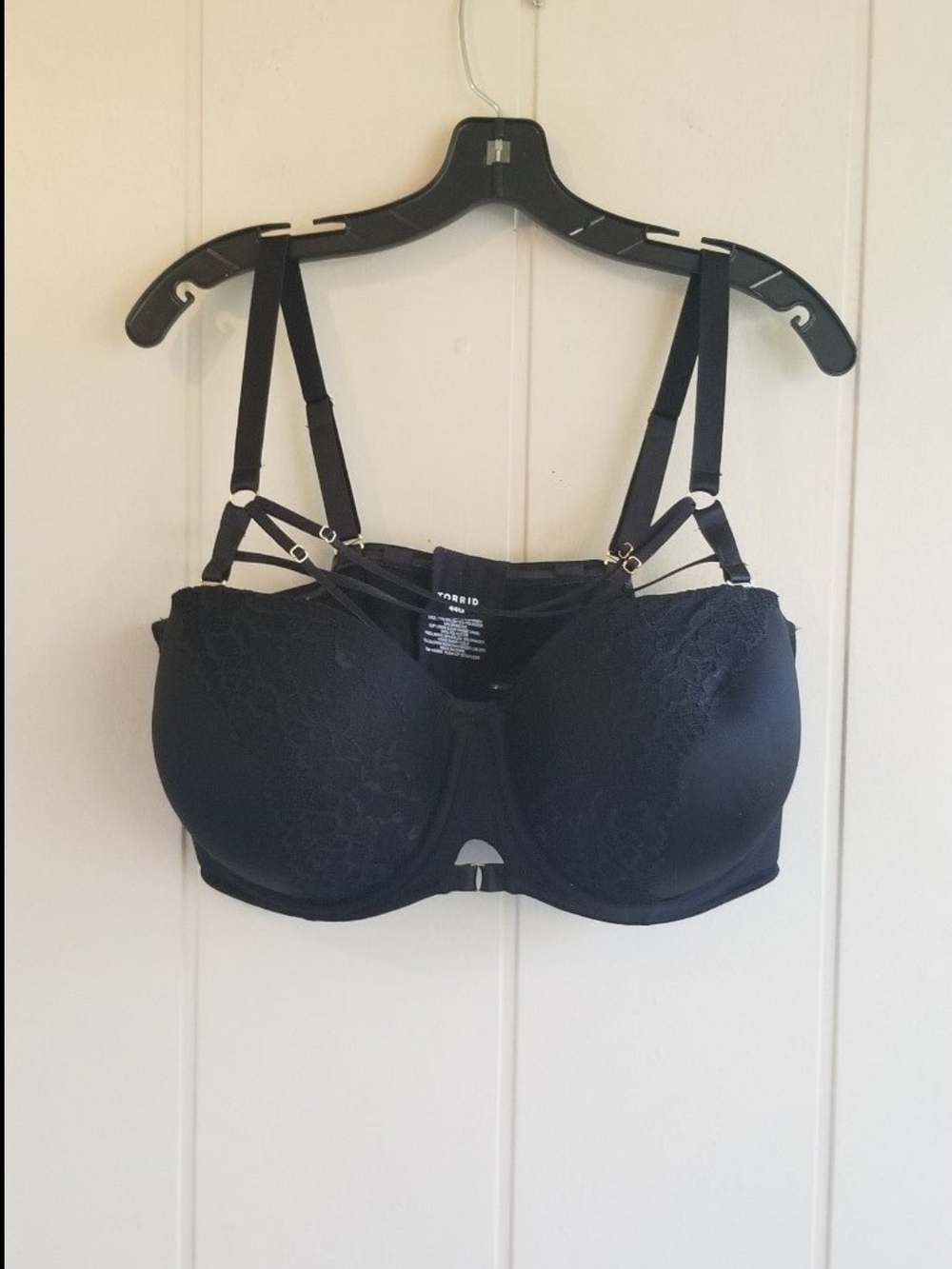 Torrid Elegant Black full Coverage Black Strappy Lace Adjustable Sexy 44G